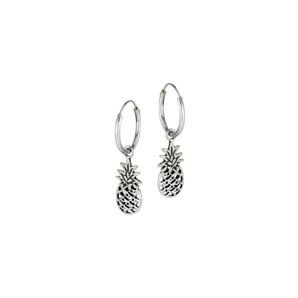 Sterling Silver Pineapple Hoop Earrings - Picture 1 of 1